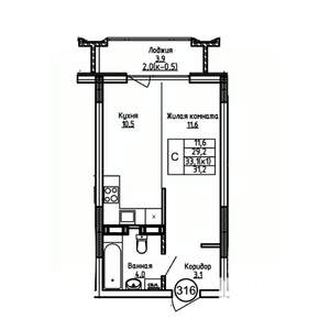 Студия квартира, вторичка, 31м2, 5/9 этаж