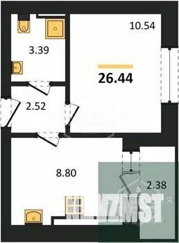 1-к квартира, вторичка, 26м2, 1/9 этаж