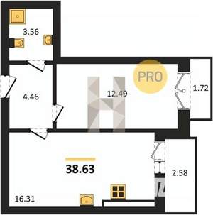 1-к квартира, вторичка, 39м2, 8/8 этаж