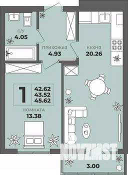 1-к квартира, вторичка, 44м2, 2/8 этаж