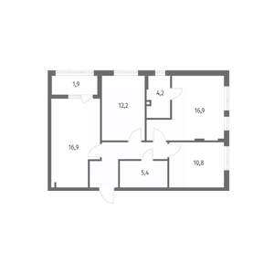 3-к квартира, строящийся дом, 82м2, 1/8 этаж