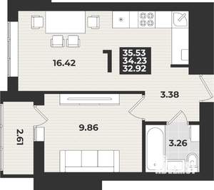 1-к квартира, вторичка, 36м2, 8/9 этаж
