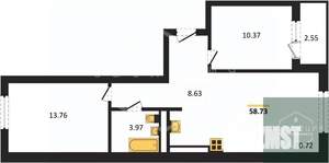 2-к квартира, вторичка, 59м2, 5/9 этаж