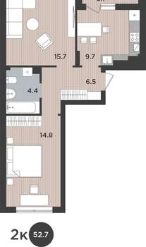 2-к квартира, вторичка, 53м2, 3/9 этаж