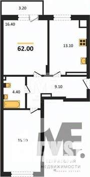 2-к квартира, вторичка, 62м2, 4/8 этаж