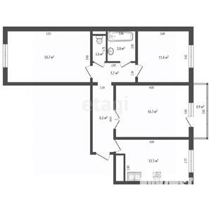 3-к квартира, вторичка, 75м2, 5/9 этаж
