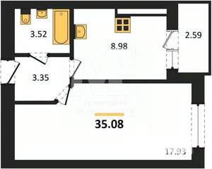 1-к квартира, вторичка, 35м2, 2/9 этаж