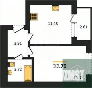 1-к квартира, вторичка, 34м2, 4/9 этаж