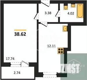 1-к квартира, вторичка, 39м2, 5/9 этаж