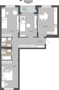 Студия квартира, вторичка, 79м2, 3/9 этаж