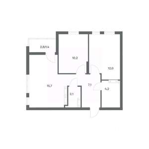 2-к квартира, вторичка, 53м2, 14/18 этаж