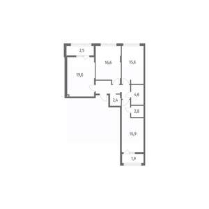 3-к квартира, строящийся дом, 91м2, 3/8 этаж