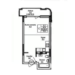 Студия квартира, вторичка, 33м2, 3/9 этаж