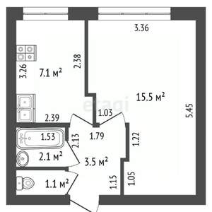 1-к квартира, вторичка, 30м2, 5/5 этаж