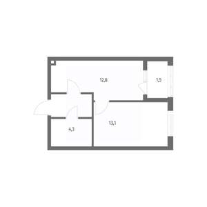 1-к квартира, строящийся дом, 35м2, 2/8 этаж