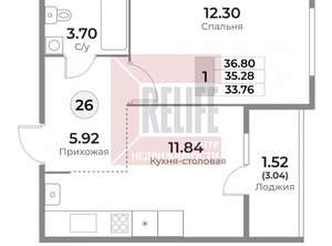 1-к квартира, вторичка, 35м2, 7/10 этаж