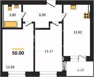2-к квартира, вторичка, 50м2, 4/4 этаж