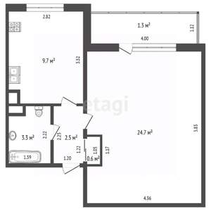 1-к квартира, вторичка, 42м2, 4/10 этаж