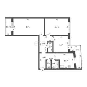 3-к квартира, вторичка, 67м2, 1/10 этаж