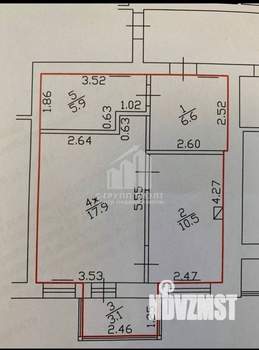 1-к квартира, вторичка, 44м2, 5/9 этаж