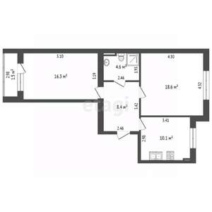 2-к квартира, вторичка, 60м2, 7/10 этаж