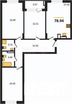 2-к квартира, вторичка, 67м2, 6/9 этаж