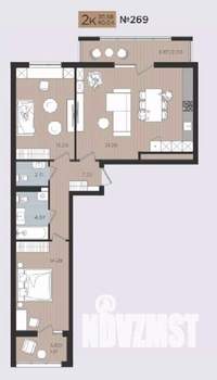 2-к квартира, строящийся дом, 80м2, 6/10 этаж