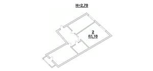 2-к квартира, вторичка, 63м2, 3/9 этаж