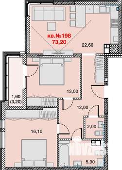2-к квартира, вторичка, 73м2, 8/15 этаж