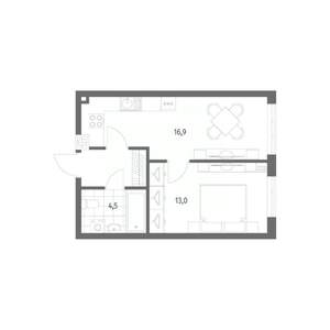 1-к квартира, вторичка, 38м2, 2/8 этаж