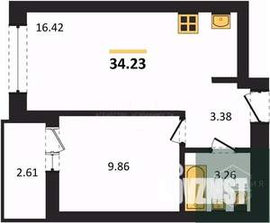 1-к квартира, вторичка, 34м2, 7/9 этаж