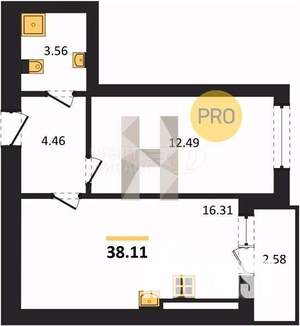 2-к квартира, вторичка, 55м2, 1/8 этаж