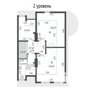 3-к квартира, вторичка, 93м2, 2/2 этаж