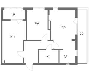 2-к квартира, вторичка, 66м2, 8/8 этаж