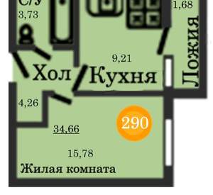 1-к квартира, сданный дом, 35м2, 11/12 этаж