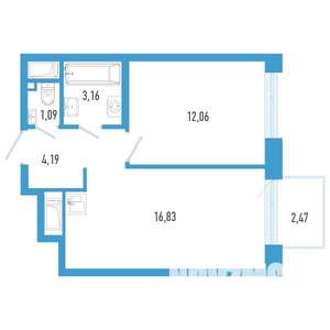 1-к квартира, вторичка, 38м2, 7/26 этаж