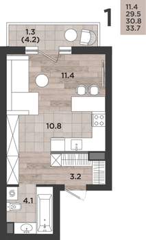 1-к квартира, вторичка, 31м2, 6/14 этаж