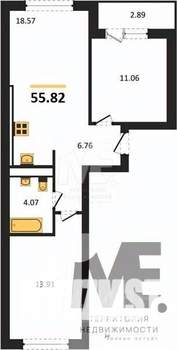 2-к квартира, вторичка, 56м2, 5/9 этаж