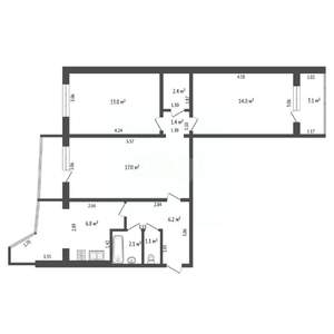 3-к квартира, вторичка, 64м2, 10/10 этаж