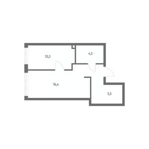 1-к квартира, строящийся дом, 40м2, 1/8 этаж