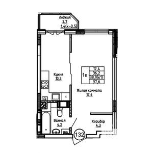 1-к квартира, вторичка, 38м2, 2/9 этаж