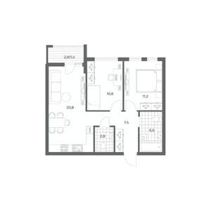 2-к квартира, строящийся дом, 60м2, 2/18 этаж