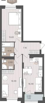 Студия квартира, вторичка, 65м2, 9/9 этаж