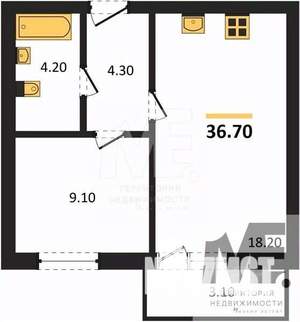 1-к квартира, вторичка, 37м2, 3/8 этаж