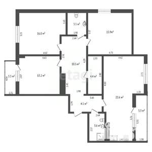 3-к квартира, вторичка, 94м2, 6/9 этаж