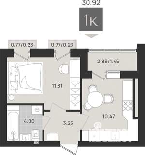 1-к квартира, вторичка, 31м2, 9/9 этаж