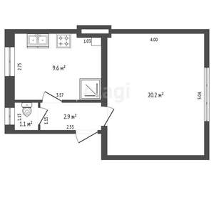 1-к квартира, вторичка, 34м2, 1/2 этаж