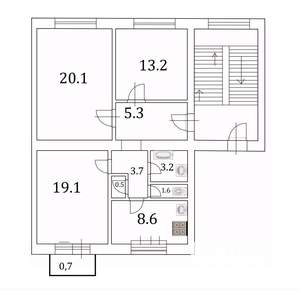 3-к квартира, вторичка, 75м2, 4/4 этаж