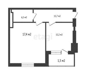 1-к квартира, вторичка, 49м2, 3/5 этаж