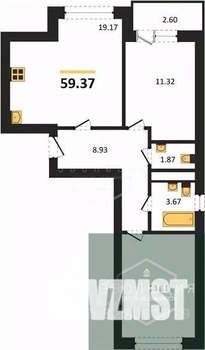 2-к квартира, вторичка, 61м2, 5/9 этаж